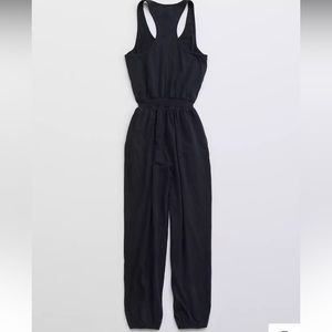 Aerie Track Jumpsuit, black, size L